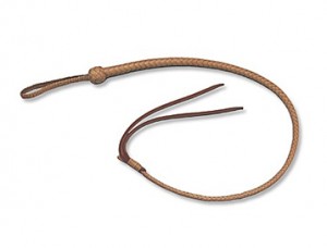     Mushers beat their dogs with quirt whips. The whip has two tails at the end, and a core that's normally filled with lead shot. Mushers roll up their whips and hide them in their pockets.